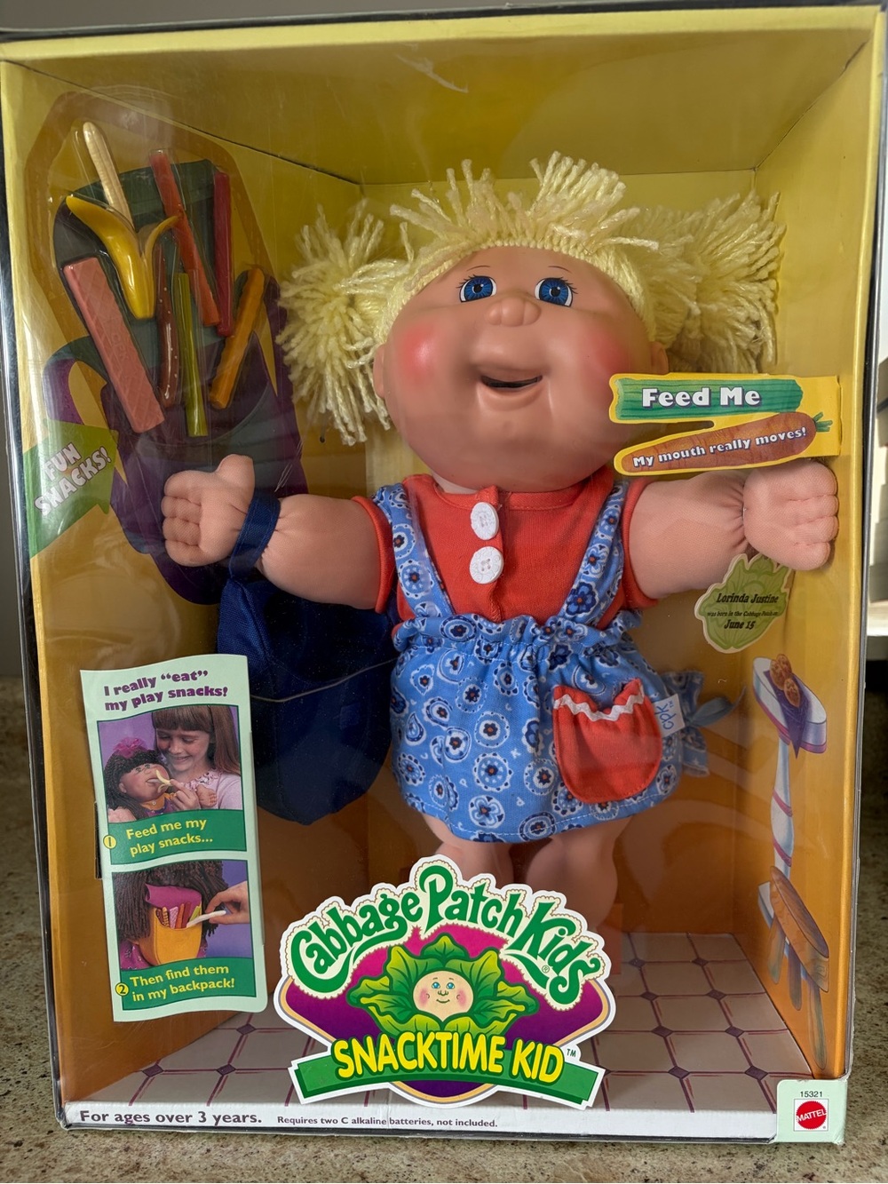 Cabbage Patch Kids Snacktime Kid Doll — Blue Dress, Blonde Hair